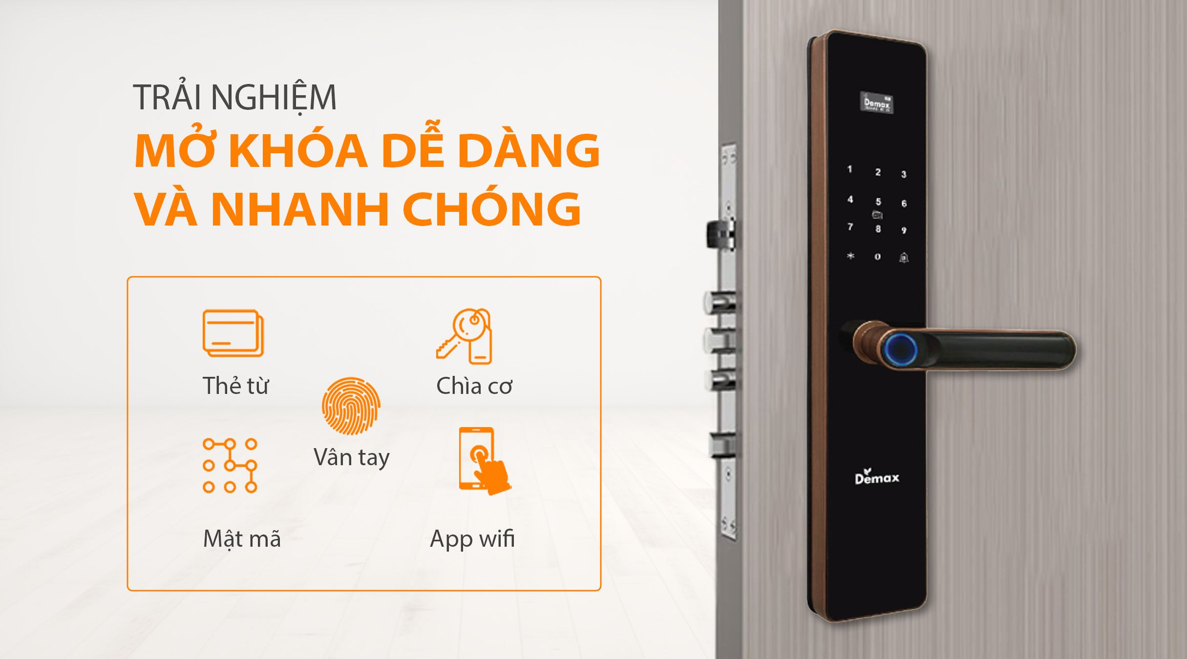 Cách mở khóa cửa thông minh Demax EL-C622 AC APP Wifi